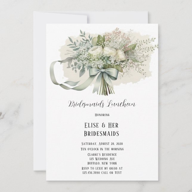 Invitation Bridesmaiers Bouquet de pivoines Dîner de fleurs (Devant)