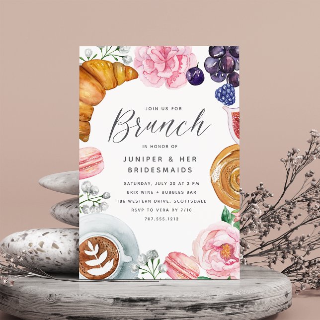 Invitation Bridesmaitres rose Floral Peony Brunch (Créateur téléchargé)