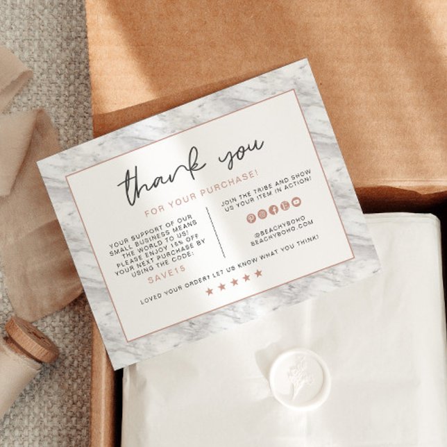 Invitation Brie Rose Gold Lips et Marble Business Merci (Créateur téléchargé)