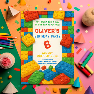 Invitation Bright Block Party - С anniversaire coloré