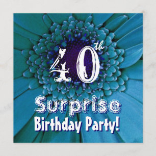 Invitation Bright Blue Daisy 40e Modèle d'anniversaire surpri