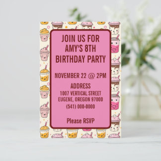 Invitation Bright Boba Tea Motif