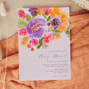 Invitation Bright bold automne floral aquarelle photo mariage