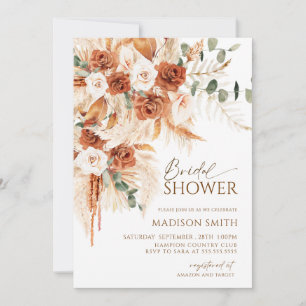 Invitation Bright Bold Terracotta Boho Bohémien Enterrement d