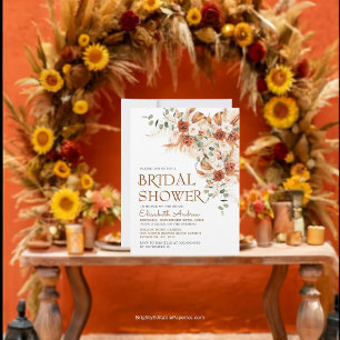 Invitation Bright Bold Terracotta Boho Fête des mariées d'aut