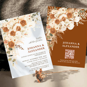 Invitation Bright Bold Terracotta Boho Mariage bohème