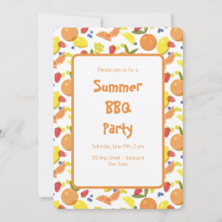 Invitation Bright Cheerful Risograph Fruit Party