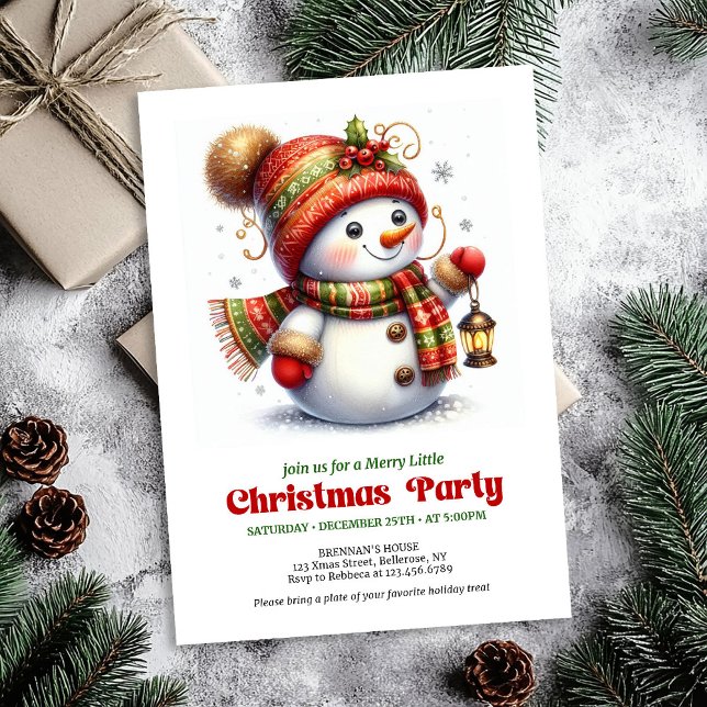 Invitation Bright Christmas snowman invite kids holiday   (Bright Christmas snowman invite kids holiday editable

)