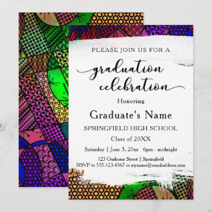 Invitation Bright Colorful Motif Géométrique Partie de gradua