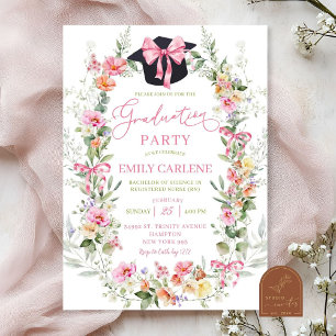 Invitation Bright Colorful Spring Floral Girl Graduation