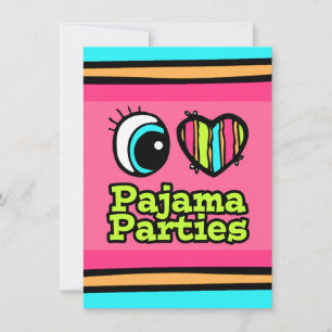 Invitation Bright Eye Heart J'adore les Fêtes en Pyjama