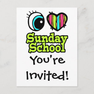 Invitation Bright Eye Heart J'aime l'école du dimanche