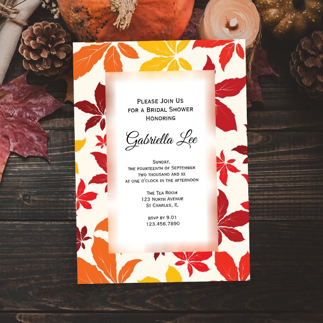 Invitation Bright Fall quitte l'invitation de la douche nupti (Set a warm seasonal tone for your event with the Bright Fall Leaves Bridal Shower Invitation.)