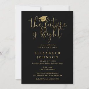 Invitation Bright Future Black And Gold Graduation Party