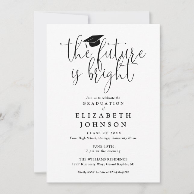 Invitation Bright Future Elegant Script Graduation Party (Devant)