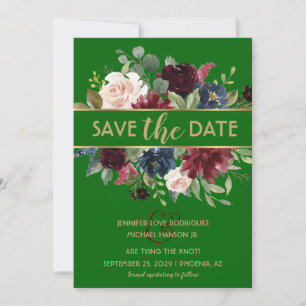 Invitation Bright Green Merlot Marine Boho Enregistrer la dat