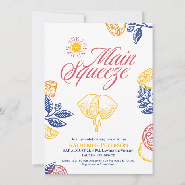 Invitation Bright Main Squeeze Citrus Bridal Shower (Devant)