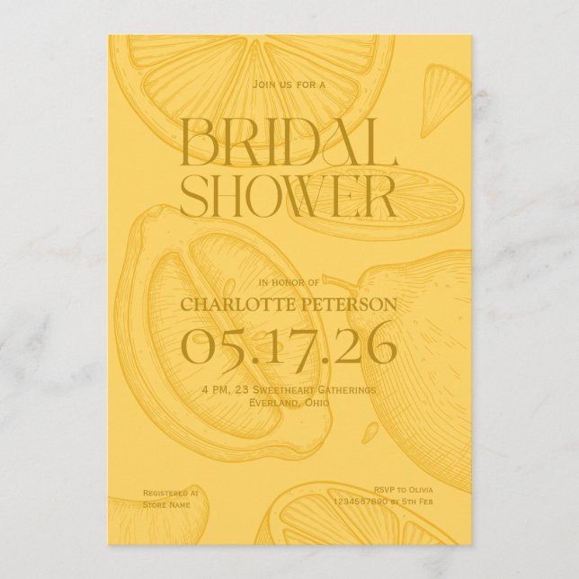 Invitation Bright Minimalist Citrus Bridal Shower invite (Devant)