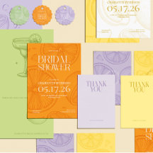 Bright Minimalist Citrus Bridal Shower invite