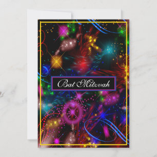 Invitation Bright Neon Stars Étoiles Fissures Splatter Bat mi