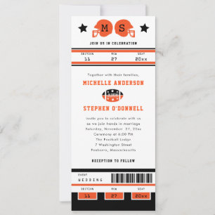 Invitation Bright Orange and Black Football Mariage