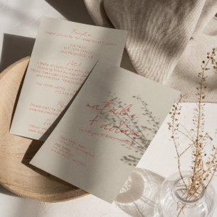 Invitation Bright Orange Retro Whimsical Tout En Un Mariage