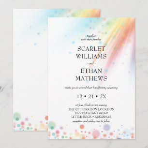 Invitation Bright Rainbow Bubble Light LGBTQ Handfasting