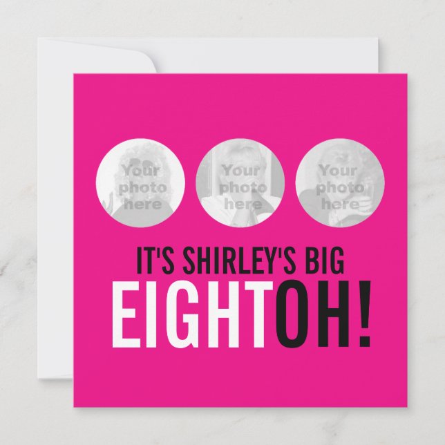 Invitation Bright rose 80th EIGHTOH! photo anniversaire invit (Devant)