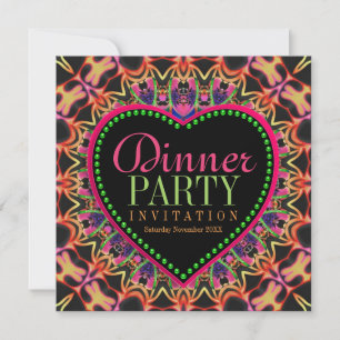 Invitation Bright & Super Hippie Bohemian Dinner Party