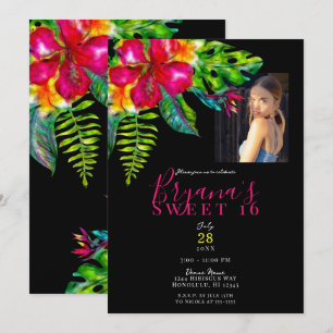 Invitation Bright Tropical Hibiscus Colorpop Fête Douce 16 