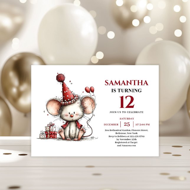 Invitation Bright Whimsical mouse Birthday Edit kids birthday (Bright Whimsical animals Birthday Edit kids birthday invitation

)