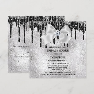 Invitation Brillant en diamant noir argenté lumières glamour