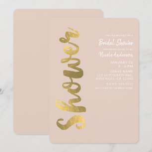 Invitation Brillant Faux Gold Foil Fête des mariées en glamme