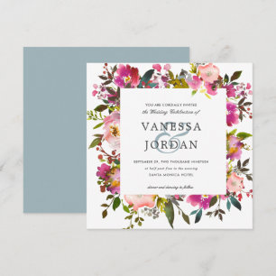 Invitation Brillant Fleur   Floral Botanical Rose Mariage