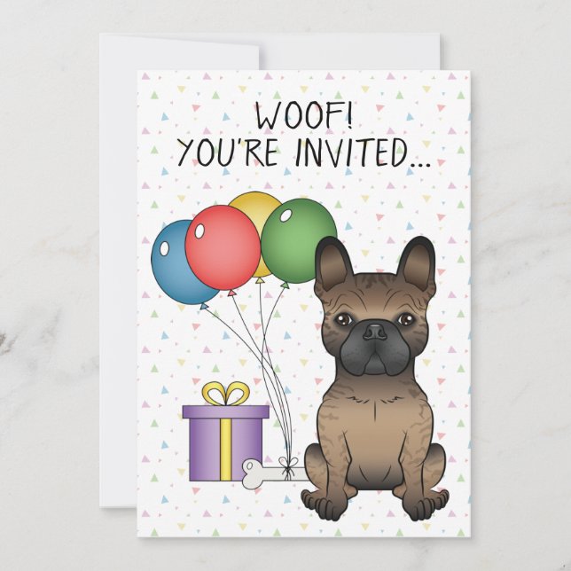 Invitation Brindle French Bulldog mignon Cartoon Chien Annive (Devant)