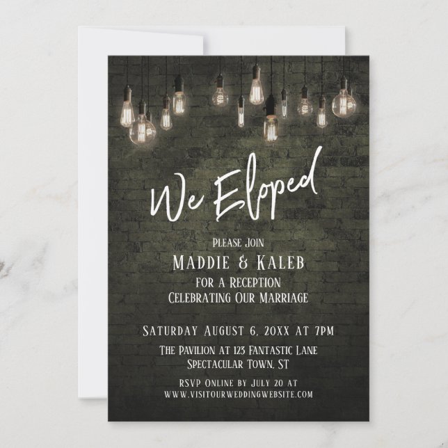Invitation Brique industrielle avec Edison Lumières Nous avon (Devant)