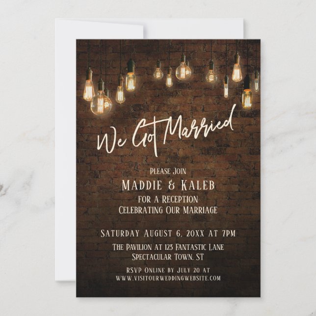 Invitation Brique industrielle avec lumières d'Edison On s'es (Devant)