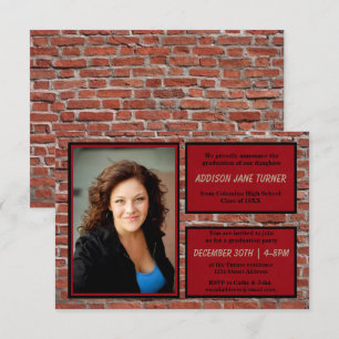 Invitation Brique, Rouge & Noir avec annonce photo-3x5Grad