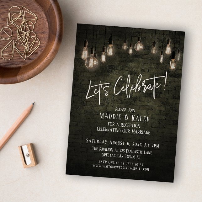 Invitation Briques industrielles et lumières Edison Fêtons ça (Créateur téléchargé)