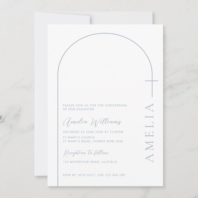 Invitation Brise bleu demi-arc simple (Devant)