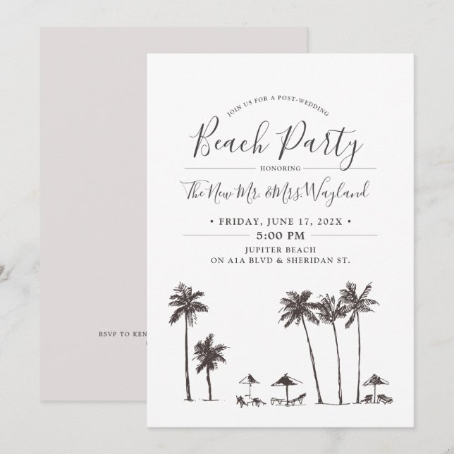 Invitation Brise de Palmier | Fête de Plage Après-Mariage (Devant / Derrière)