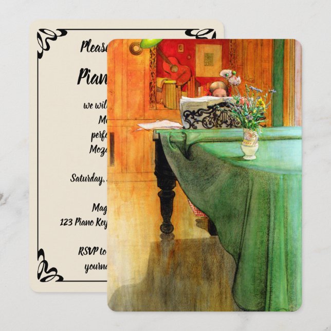 Invitation Brita au piano de Carl Larsson, Musique Considéran (Devant / Derrière)