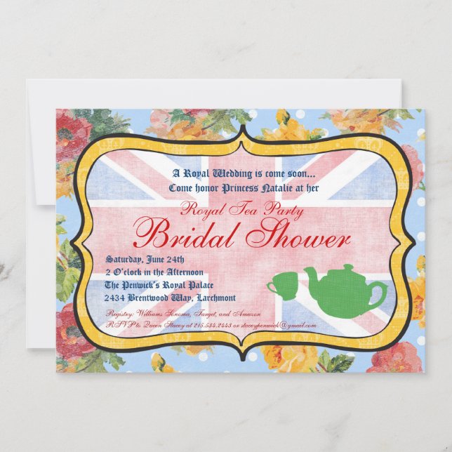 Invitation britannique royale de Fête de la mariée (Devant)