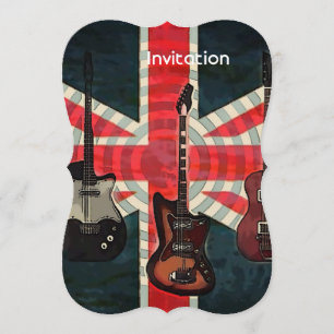 Invitation British Union Jack Flag Rock Roll Electric Guitar