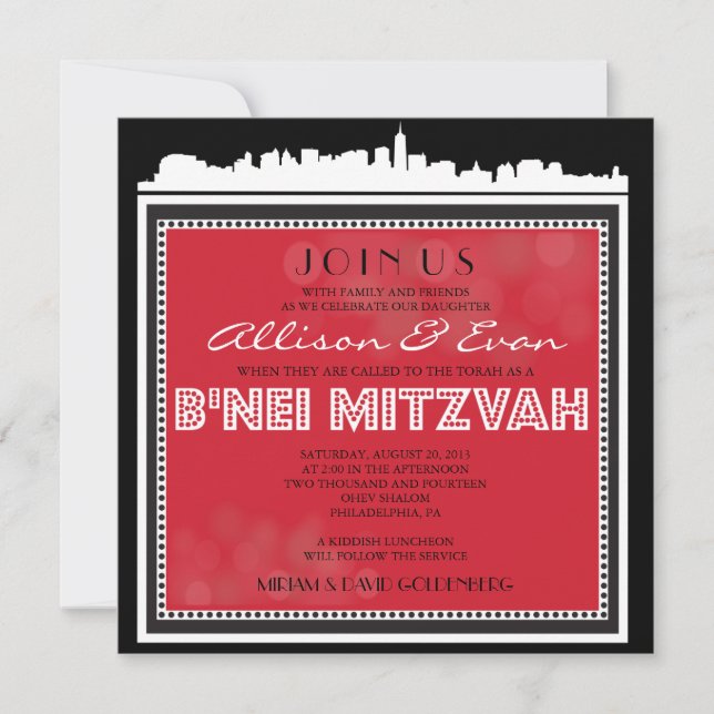 INVITATION BROADWAY CLASSIQUE - B'NEI MITZVAH (Devant)