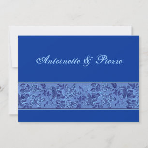 Invitation Brocard vintage de bleu royal épousant F622