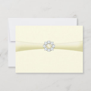 Invitation Broche Diamond et Pearl sur ruban Enregistrer la d
