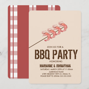 Invitation Brochettes de crevettes grillées BBQ Party
