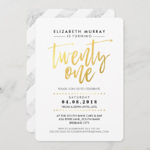 Invitation BROCHURE à LA MAIN type simple feuille d'or marbre