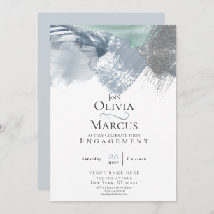 Invitation Brochures Abstraites modernes Dusty Blue Sage Gree
